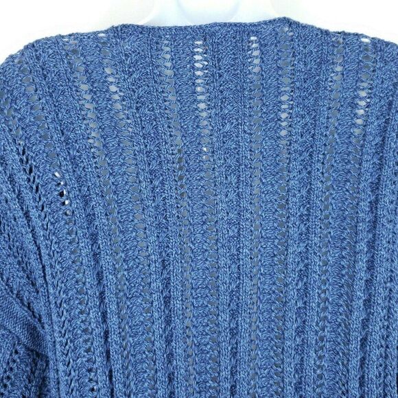 JP Berringer Blue Sweater Crop M Vintage 90s Open Knit Silver Buttons New - Picture 9 of 9